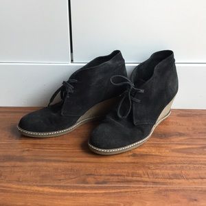 J. Crew Black Leather Chukka Heeled Booties